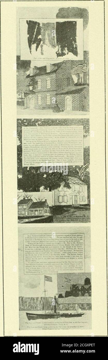 . Livre du bleu royal . t 6, 1777, et porté pour la première fois en bataille ATA escarmouche au pont de Cooch, près de Wilming-ton, Déf., Septembers, 1777. Le drapeau des États-Unis au moment de la Révolution avait treize étoiles; durant la guerre de 1812, quinze; pendant la guerre du Mexique, vingt-neuf; pendant la guerre civile, trente-cinq; et pendant la guerre hispano-américaine, quarante-cinq—le nombre à jour, quarante-six, avec l'Arizona et le Nouveau-Mexique se préparer à leur réception en tant que stars, le nombre quarante-sept et quarante-huit. Le premier drapeau rayé a été levé au siège de Wash-ingtons, Cambridge, Mass., le 2 janvier 1776, et a été mis en valeur par wi Banque D'Images