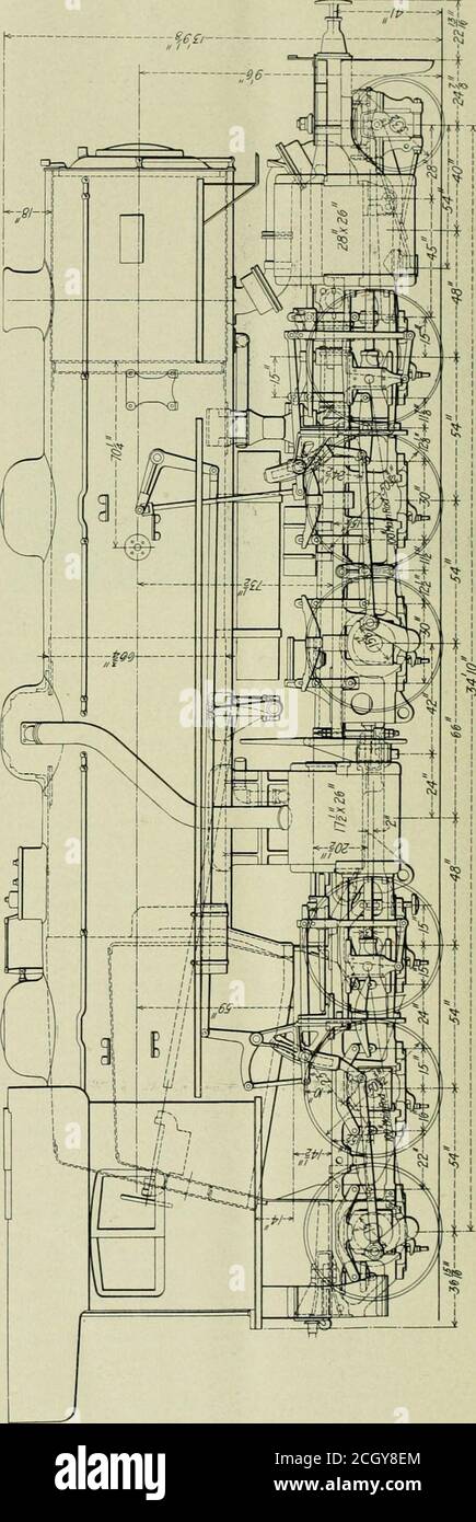 . Ingénieur américain et journal ferroviaire . Décembre 1908. AMERICAN ENGINEER AND RAILROAD JOURNAL. 481 r € mm^t , ■ • W^m 111 i |600T| 1i 1 ^.i ■ ,M est mi II t i L^j,^// v^j, mi 1 i   LOCOMOTIVE À PÂTE ARTICULÉE Eastern Railway of France. L'American Locomotive Company a récemment terminé, atits Schenectady travaille, deux locomotives de type 2-6-6-0 de Mallet pour le chemin de fer de l'est de la France. Ces moteurs sont destinés à l'entretien routier et manipulent le fret sur une division de la route, où ils remplacent les locomotives de consolidation de la base à quatre cylindres. Ces locomoteurs Banque D'Images