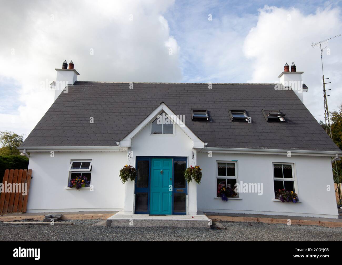 Maison de campagne irlandaise récemment construite, Co Cavan, Irlande Banque D'Images