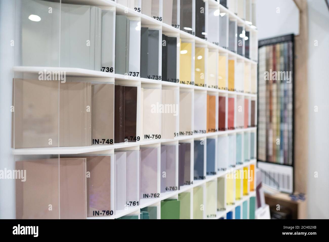 Échantillons de la palette de couleurs des matériaux de finition pour le intérieur Banque D'Images