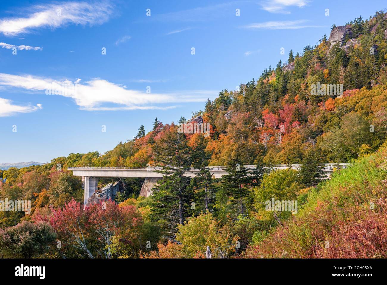 Linn Cove Viaduct, Grandfather Mountain, Caroline du Nord, États-Unis. Banque D'Images