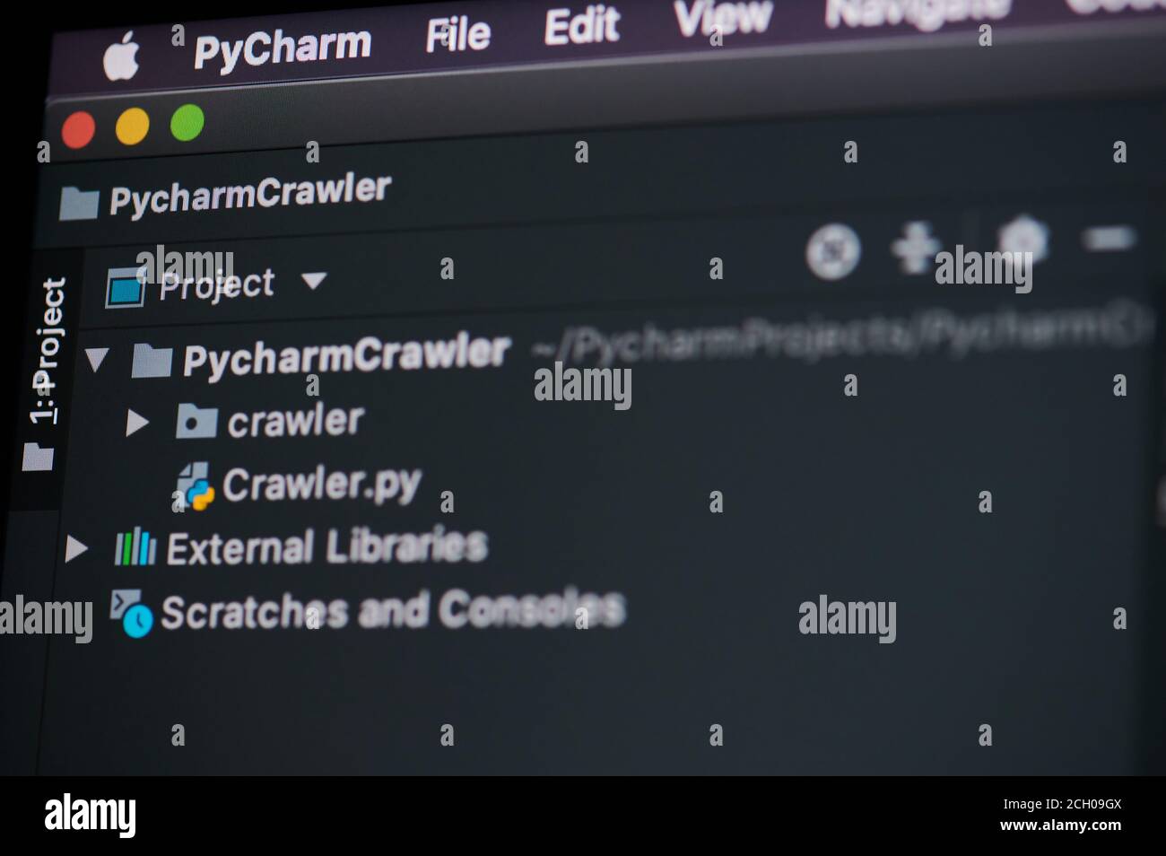 New york, Etats-Unis - 13 septembre 2020 : création d'un projet sur la plate-forme PyCharm sur écran d'ordinateur vue rapprochée Banque D'Images