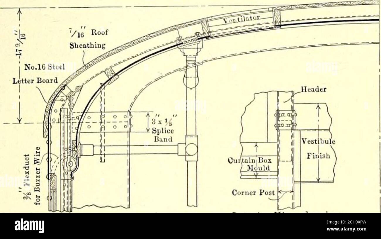 . Journal de chemin de fer électrique . Ce côté de Platformis ^inférieur à OPI-Sitle Electric Ry.Juurnal VOITURE DE LA NOUVELLE-ORLÉANS—PLAN GÉNÉRAL ET étapes d'ÉLÉVATION afin que, à la fermeture de la porte, ses steppes soient repliées simultanément, les méchanismes de Burdette-Rountree sont utilisés. Les portes d'entrée ou pliantes donnent à aclear une ouverture de 54 po., cette ouverture étant divisée entre les parties d'entrée et de sortie par l'installation d'un poteau de guidage en émail blanc, dans le trou de l'espace. Le support de commande de la porte est bas-caté sur l'axe central de la voiture et 11% dans le bas de caisse, laissant de la place pour le Banque D'Images
