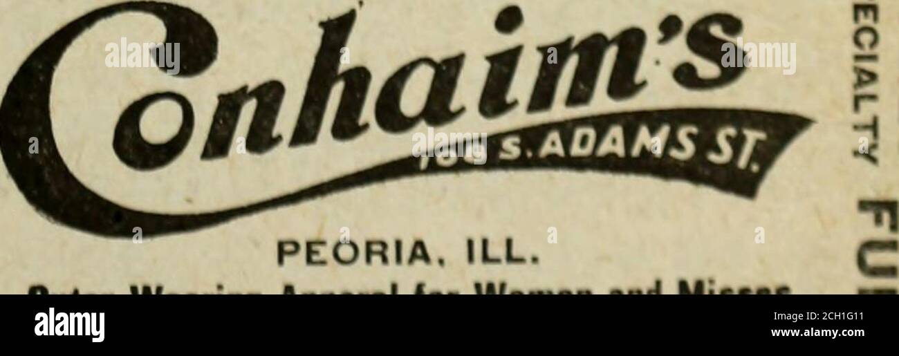 . Peoria, Illinois, annuaire des villes . Comstock Clara E bkpr Bradley es-tate 419 Observatoire Bldg r 307 SGarfield avComstock Clarence E Recorder et prof de mathématiques Bradley Poly-technic Institute r 522 Bradley avComstock C mach Acme Har M Co r 108 WarnerComstock Flora B Miss r r 221 CooperComstock George W contr 221 CooperComstock A Miss Helena r 1125 MainComstock Jessie M Miss r 1125 MainComstock Lillian A Miss caissière New- sam Bros r 219 W Armstrong avComstock Mary Miss r 1125 MainComstock Nathaniel B immobilier r1125 main Comstock Spencer S immobilier r 1125main Comyns Andrew J vendeur PE Banque D'Images