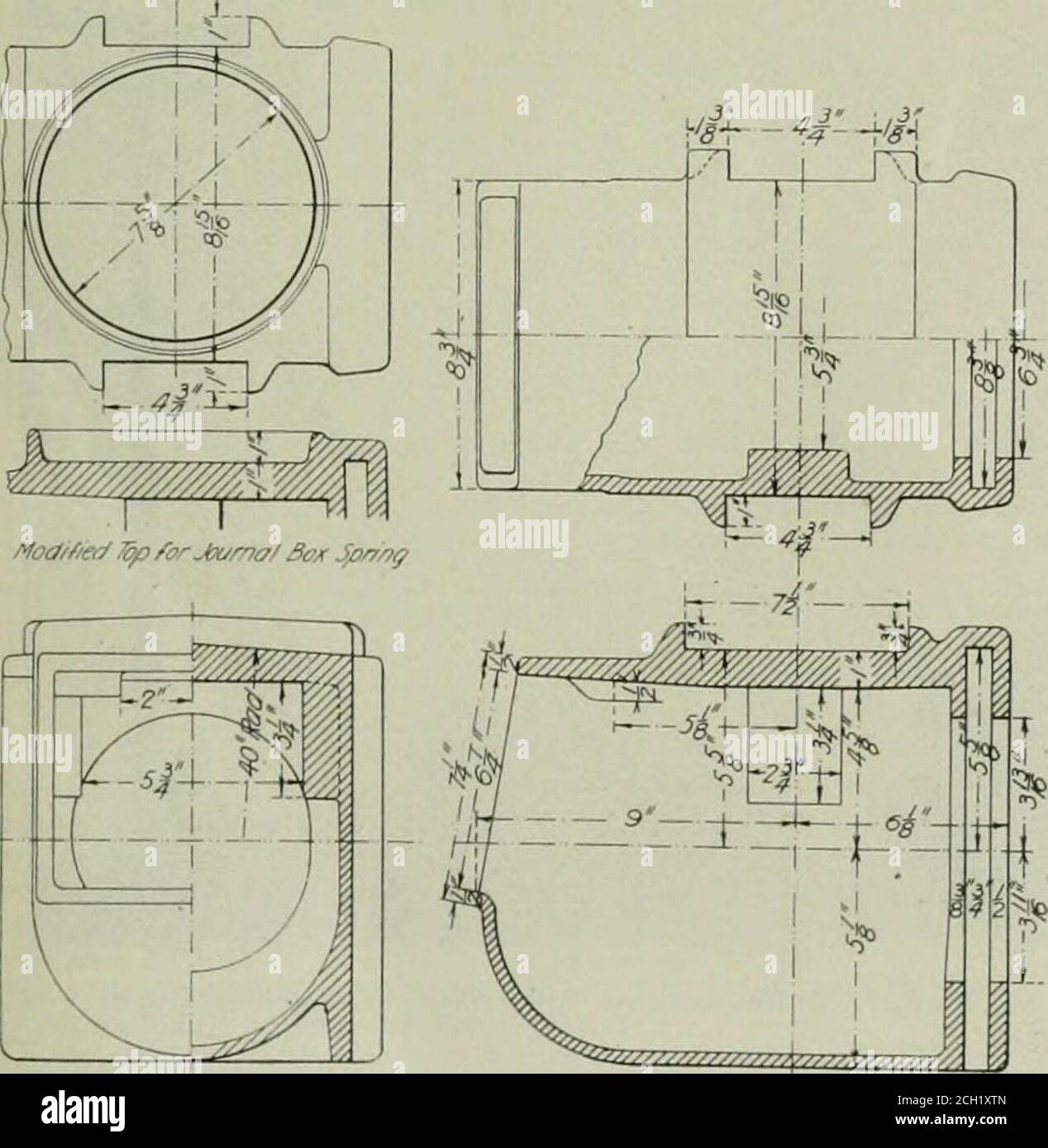 . Revue de chemin de fer électrique . d de roue. Le dessin n° 77, Central Electric Railway Association, daté du 8 mai 1907, montre les détails de la bride et de la bande de roulement recommandées. Avant d'arriver à ces détails, des sections sur les nouvelles roues et les roues usées ont été examinées par votre comité et on croit que la bride indiquée pour la construction de rail en T sera tout à fait acceptable. Votre comité, après examen, a décidé de recommander une conicité de 1 pouce en 2.5 pouces, au lieu de 1 pouce en 32 pouces, comme recommandé précédemment. On pense que ce conicité a tendance à économiser l'usure de la bride. RA Banque D'Images