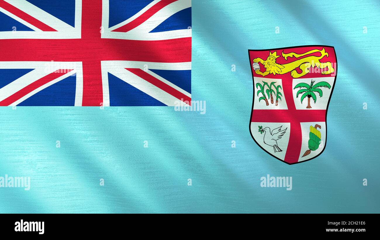 Le drapeau des Fidji. Illustration 3D de haute qualité. Idéal pour les actualités, les reportages et les événements. Banque D'Images