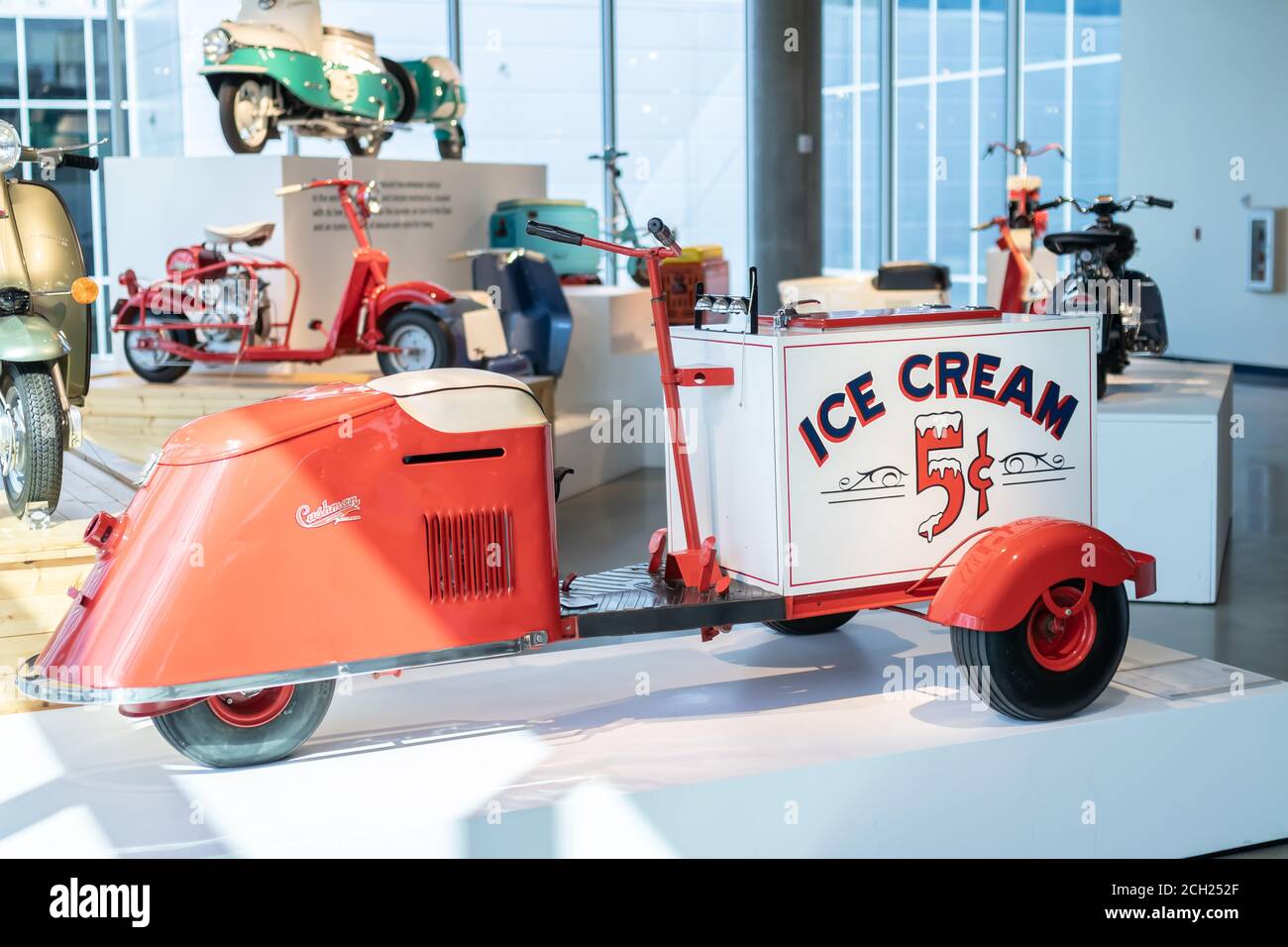 Trike de livraison de glace vintage au Barber Motorsport Museum Leeds Alabama USA Banque D'Images