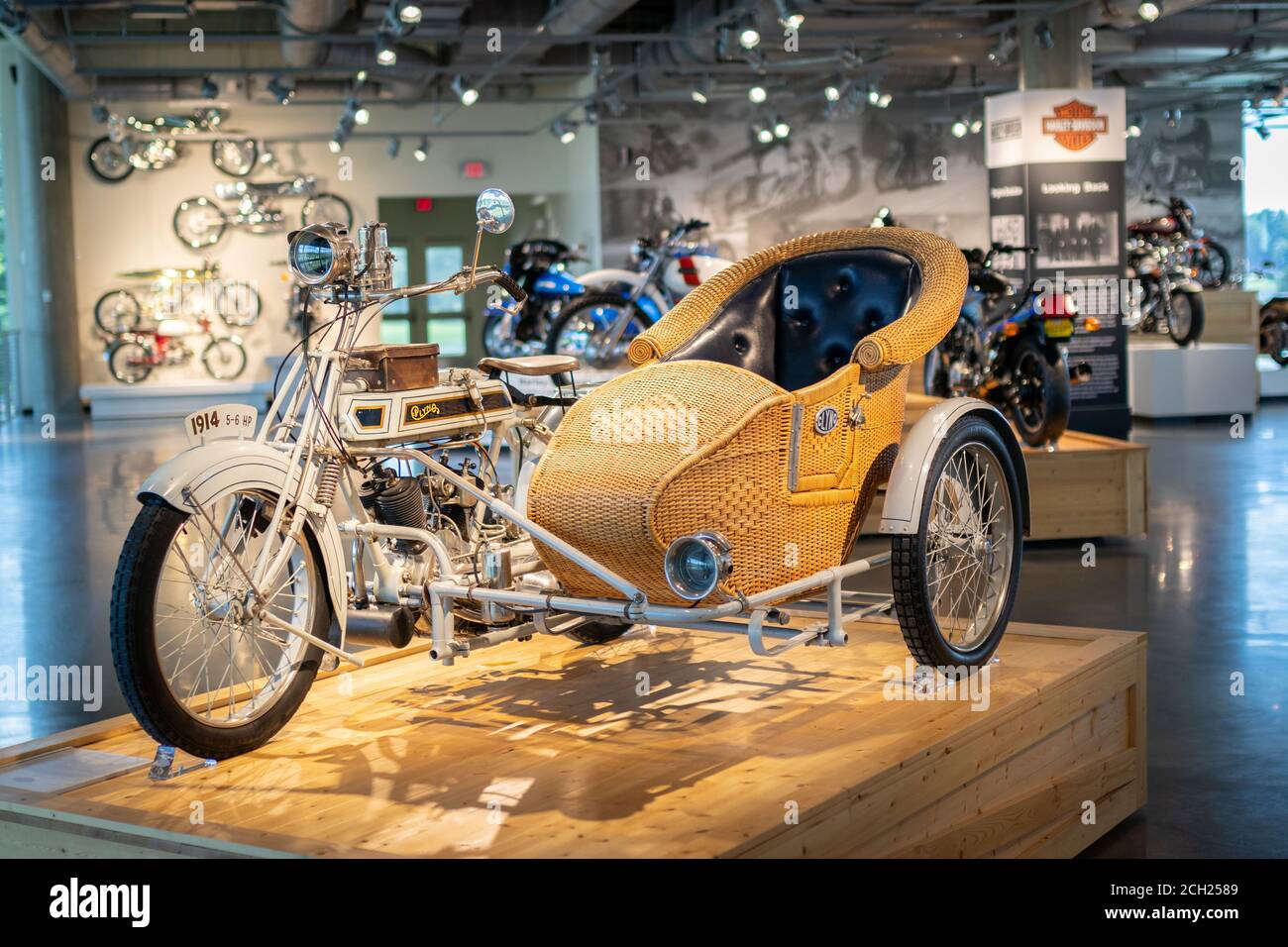 Side-car en osier en rotin au Barber Motorsport Museum Leeds Alabama USA Banque D'Images