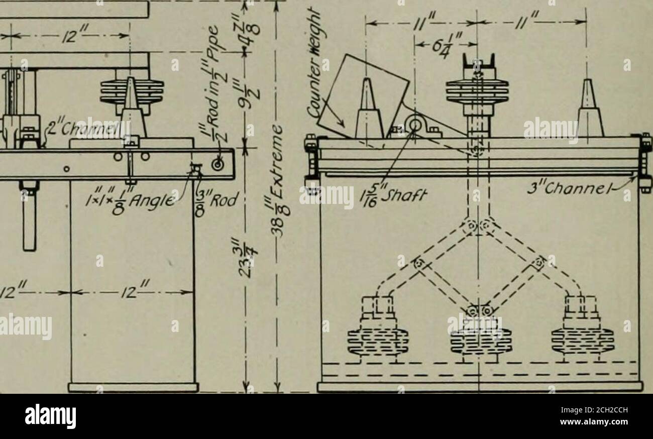 . Revue de chemin de fer électrique . -iz-. Sous-stations de chemin de fer de Los Angeles—interrupteur à huile manuel. 10 heures de fonctionnement. L'eau est acheminée vers ce réservoir de supplytank à partir d'une citerne de stockage en béton 10 par 8 par 15 pieds en dimensions intérieures, située sous le plancher de sous-sol de la sous-station. Une pompe centrifuge de trois pouces entraînée par courroie par un moteur Westinghouse de cinq chevaux sert à élever l'eau. Ce moteur est commandé électriquement depuis le plancher de fonctionnement de la sous-station. L'eau chaude provenant des bobines supérieures dans le boîtier du transformateur est dirigée vers le dispositif de refroidissement par eau dans la section correspondante Banque D'Images