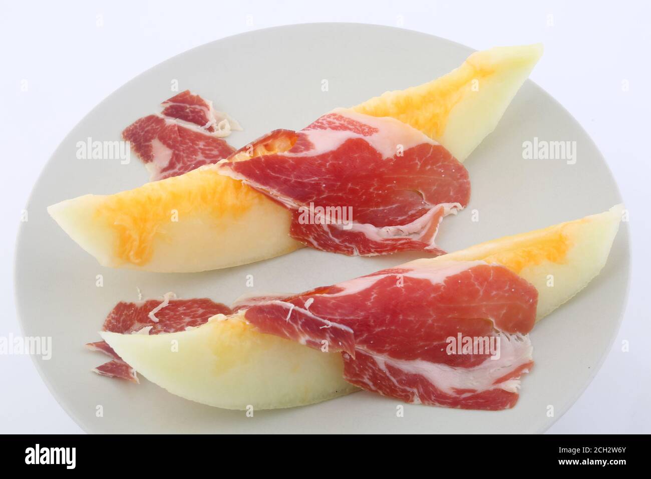 le melon con jamon est une cuisine méditerranéenne typique Banque D'Images