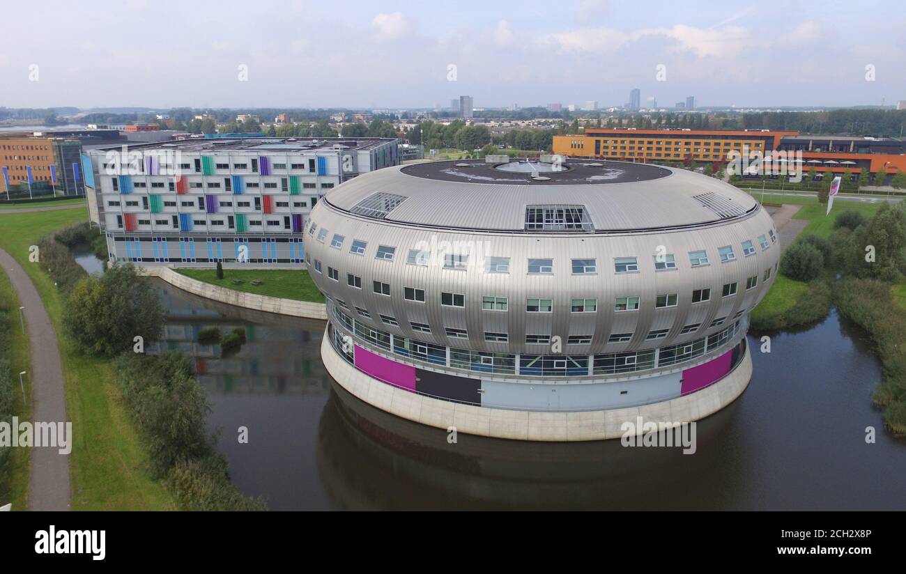 Vue aérienne du Fashion Dome à Almere Banque D'Images