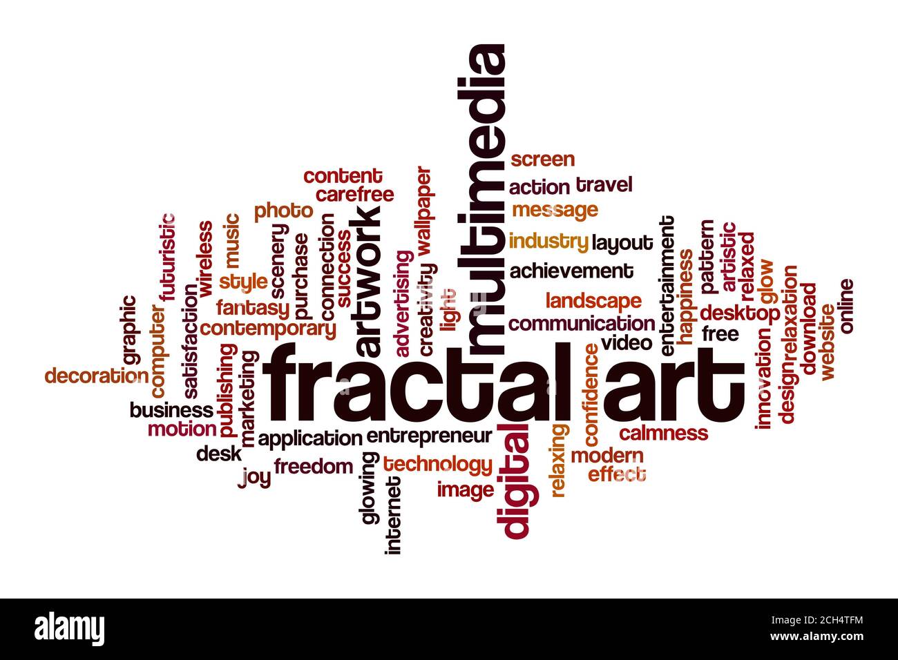 Concept de nuage d'art fractal sur fond blanc Banque D'Images