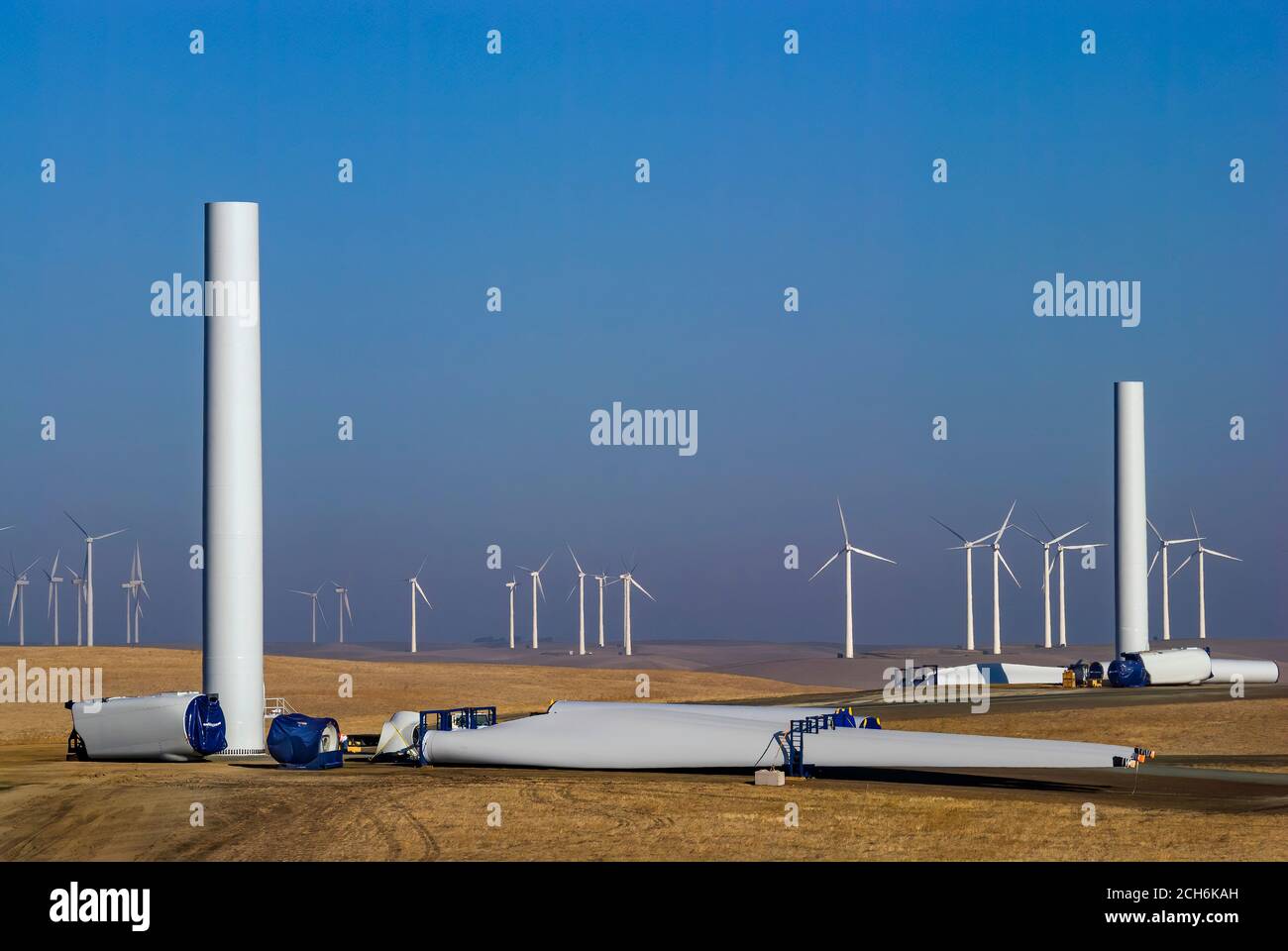 Construction de parcs éoliens ; Rio Vista, Californie ; Sacramento Municipal Utility District. Banque D'Images