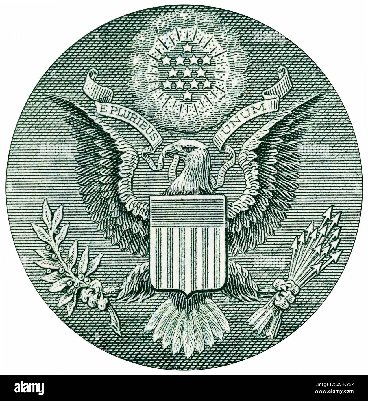 Eagle sur un billet d'un dollar américain. Banque D'Images