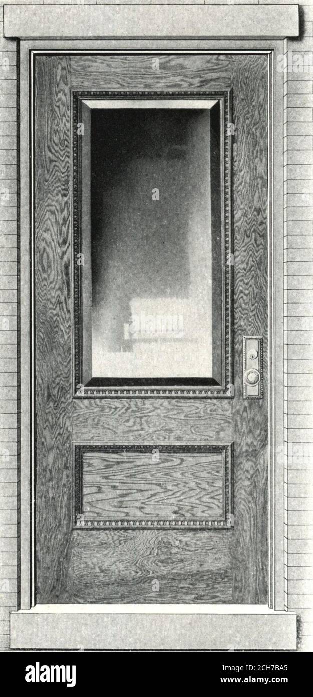 . Bâtiment avec assurance . M-619 chêne rouge Uni illustré. Boiseries d'une épaisseur de 2,5 cm.noyau—laminé de pin blanc Morgan*.Garniture—moulure surélevée épaisse et unie.vitrage—plaque biseautée polie d'origine comme illustré ou plaque lisse ou double résistance.disposition—carreaux et rail supérieur 6 faces, 7}4 sur tout; rail inférieur 12 faces, 133^ sur tout, 33^ sur le haut du rail de verrouillage. En stock dans les bois et les tailles suivants: Chêne rouge Uni 2- 8 X 6- 8, 1 H 3- 0x6- 8, IH2-10x6-10, IH2-10x7- 0, IM3- 0 X 7- 0, 1 H3- 6 X 7- 0, 1 H bouleau 2- 8 X 6- 8, 1 H 3- 0 X 6- 8, 1 W2-10 X6-10, 1%2-10 X 7- 0, 1%3- 0 X 7- 0, 1 W3- 6 X 7- 0, 1 H TH Banque D'Images