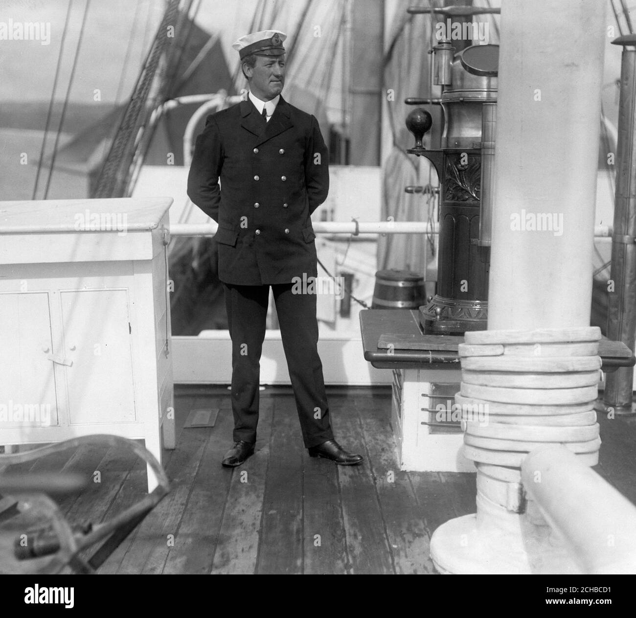 L'ingénieur en chef Dunlop sur le 'Nimrod' lors de l'expédition du lieutenant Ernest Shackleton au pôle Sud. Banque D'Images