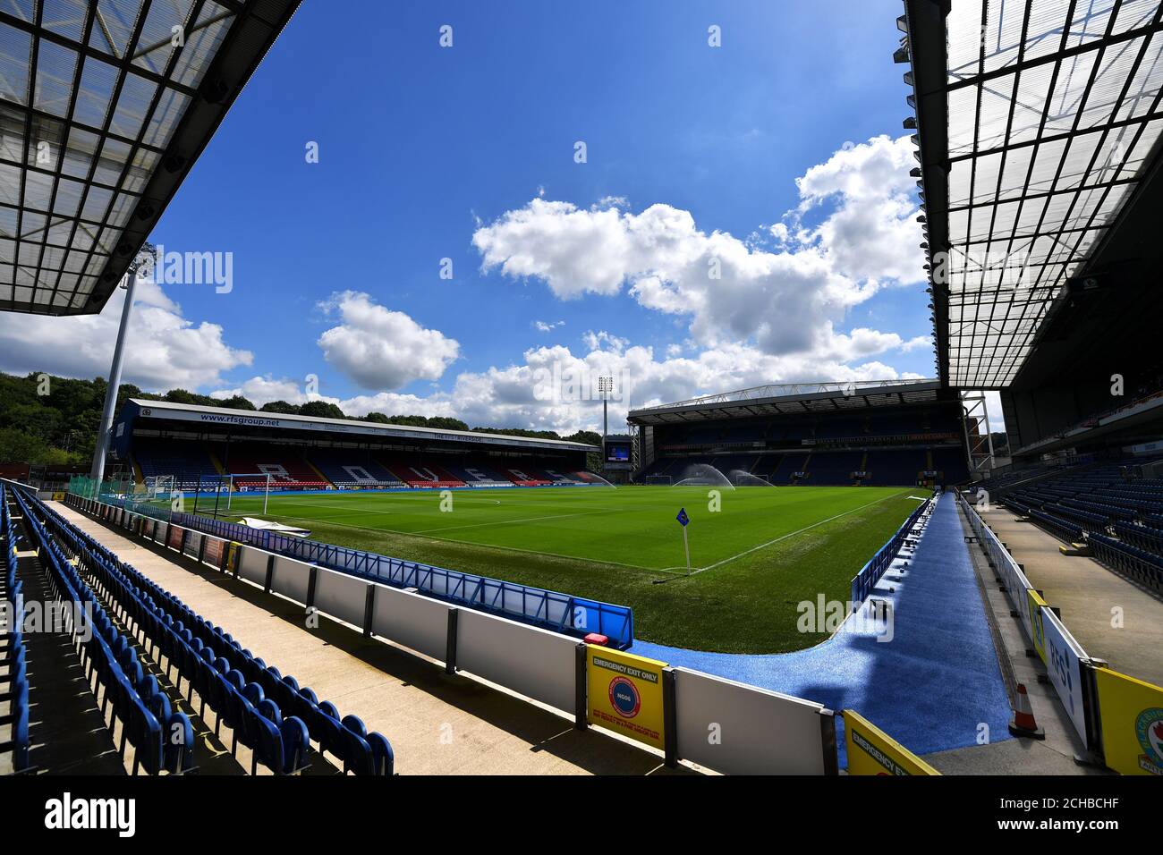 Vue générale sur Ewood Park, maison de Blackburn Rovers Banque D'Images