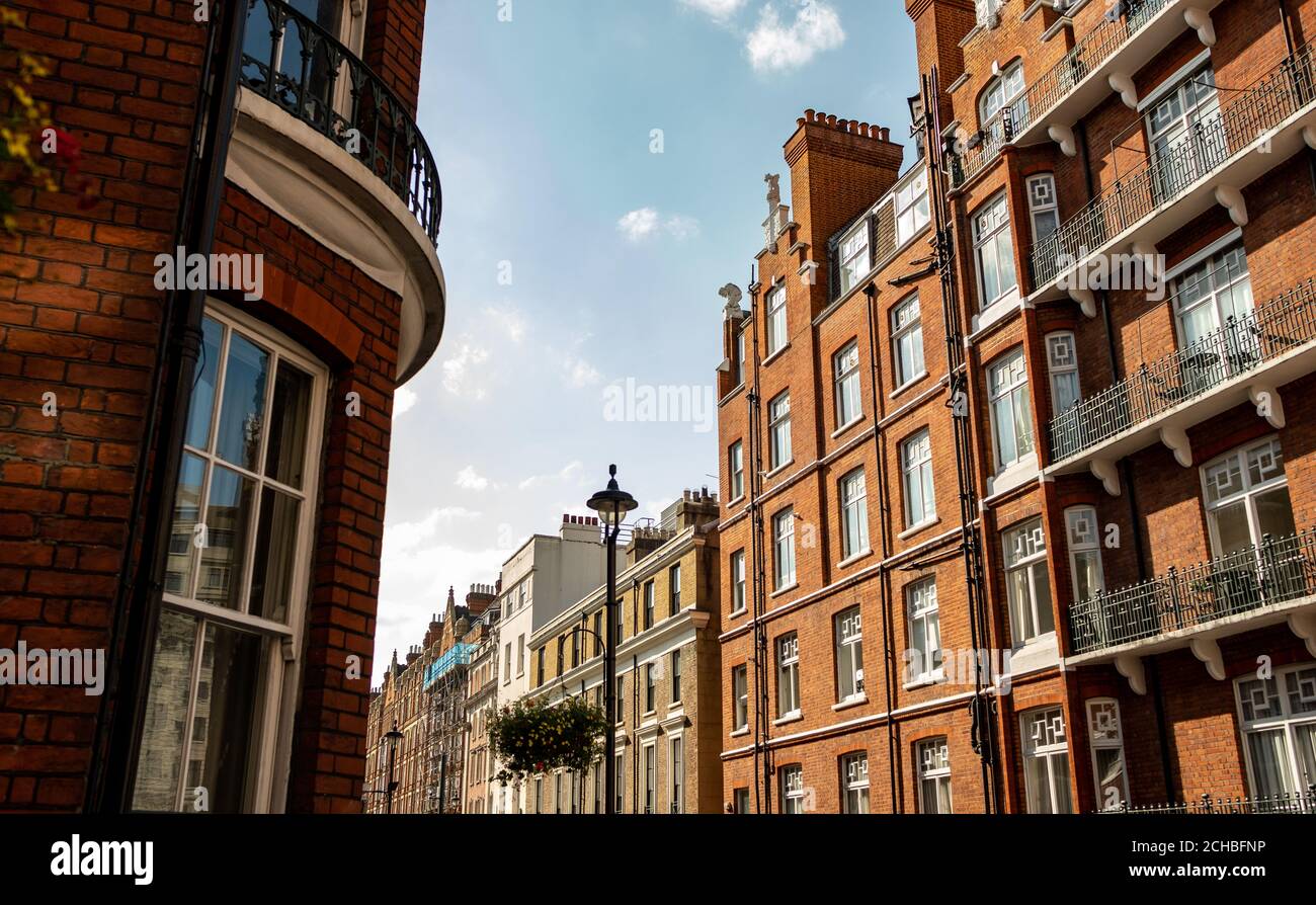 Londres - luxueux manoir en brique rouge à Marylebone Banque D'Images