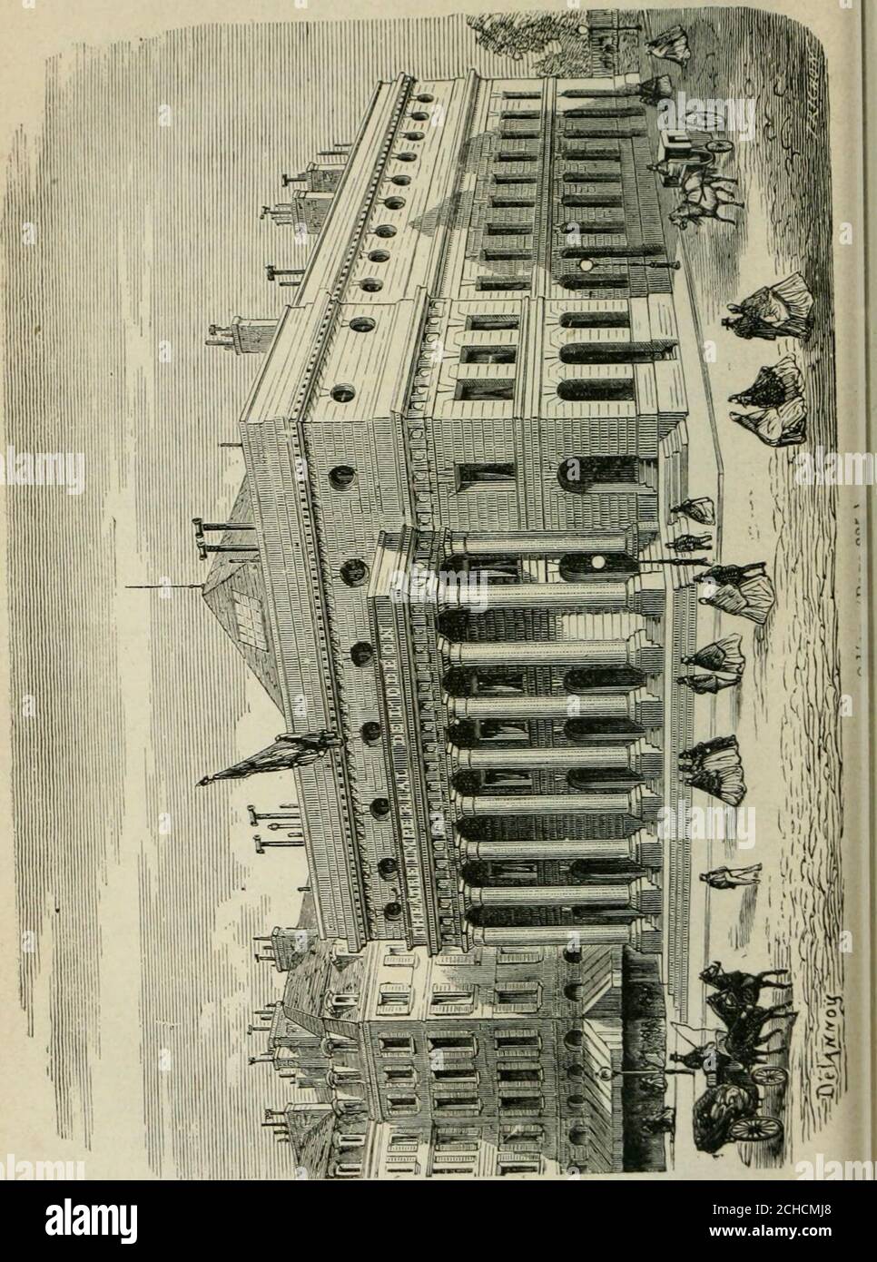 . Les merveilles du nouveau Paris-- . tde dômes de corps. Le théâtre du Palais-Royal est situé au Palais-Royal, à côté des boutiques où les dorlotières oumodistes vendaient jadis : Nœuds argentés, lacéts, écharpes,bouillons en nageoires de carpes,porte-foises en entonnoir,Oreillettes de velours noir,doubles aux masseurs huilés,des mentondentelées,des sanlets à roidir le buse,des enterrements où met à jour le cuir, etc. Aujourdhui chacun peut conduite sa femme ou sa f Banque D'Images