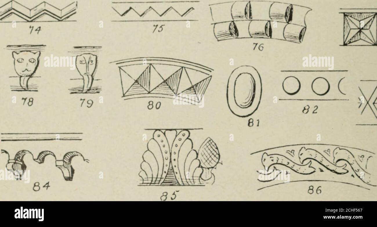 . L'Art ornemental . niers ou carrelages (fig. 75 b . les bandes perl(fig. 67) et les guirlandes ou tiges de fleurs, de feuilles, conduit.- tan-spirales ^fig. 75 c), tantôt en ligne- verticales, tantôt en entrela sQuant aux archivettes des queues d'aronde un état de lépoque nen éTsystématiement exclude et un grand nom se rencontraient parfois dle make portail. I 16 HISTOIRE DE I. L; ! ORNEMEN1 L 2° les l&gt ; ilh (fig. 76 ou parcours de petits cylindres ou de petits cylindres égaux en volume e1 placés à distances égales. Il y a un plusieursrai de billettes dispo a damier et for Banque D'Images
