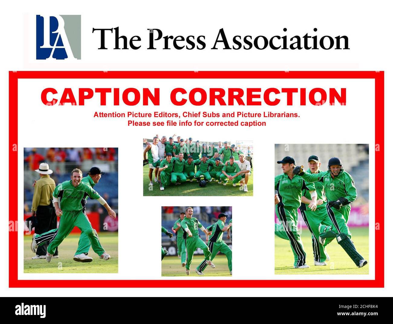 **CORRECTION DE LÉGENDE** Veuillez noter la légende de l'image pour CRICKET Ireland,.no's. 24 à 27 ont été incorrectement transmisés le jeudi 15 mars 2007. Veuillez modifier le texte comme suit : « brut » et non pas « victoire ». **PAS D'UTILISATION MOBILE - USAGE ÉDITORIAL SEULEMENT** Banque D'Images