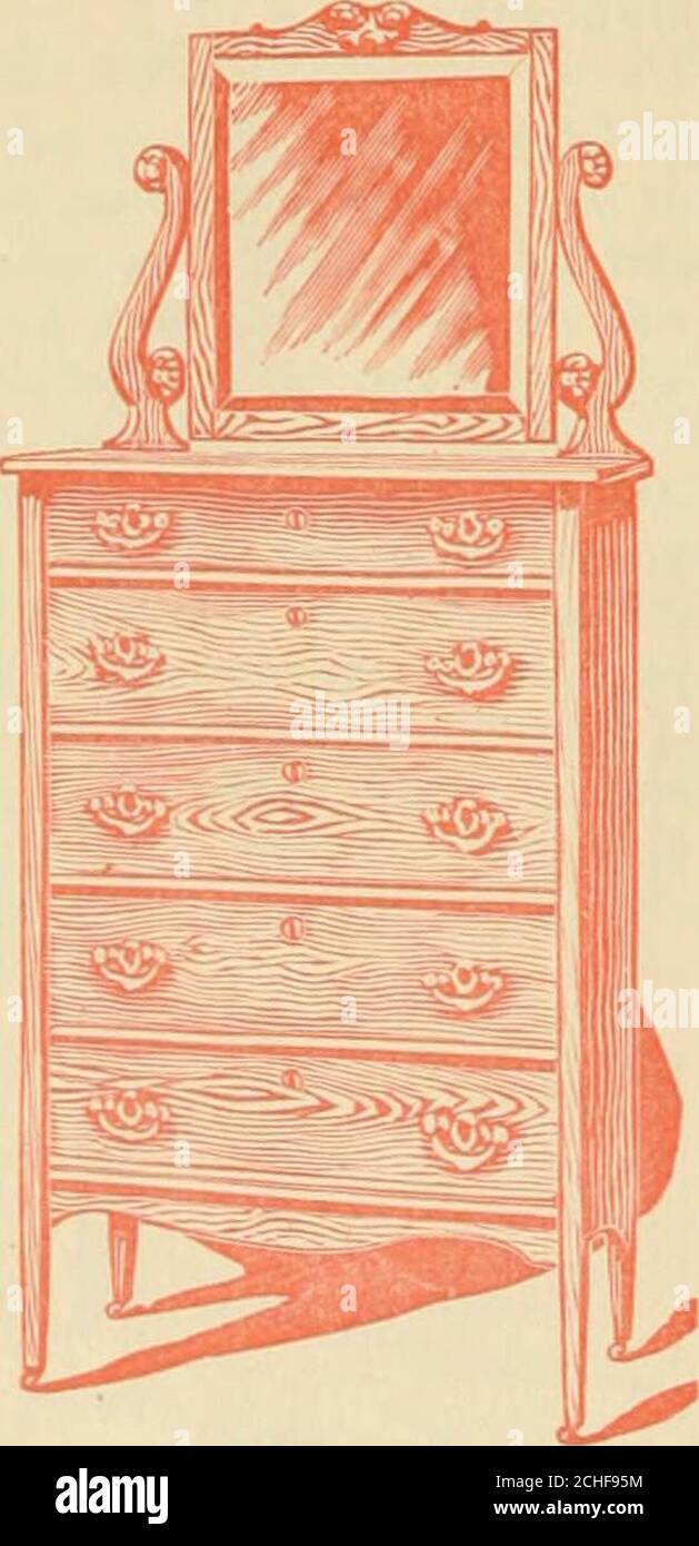 . Meubles pour étudiants : tapis et draperies. . N° 5 123. Bachelors ChiFronier.^ les portes extérieures verrouillent tout le contenu. L'équipement comprend quatre tiroirs de toilette, une armoire à chapeau, une section à triple compartiment, cinq tiroirs coulissants, et trois boîtes pour bottes, pantoufles, etc. Il y a des pieds à griffes massifs. Les portes sont panneaux des deux côtés. Charnières à main en laiton massif. Il y a deux fois son coût dans le confort. Chêne d'or, 81.00 $ bouleau ou érable 89.00 acajou 92.00. 8001 H. Chirfonier. Frêne naturel ou frêne vert. 18.50 $ Banque D'Images