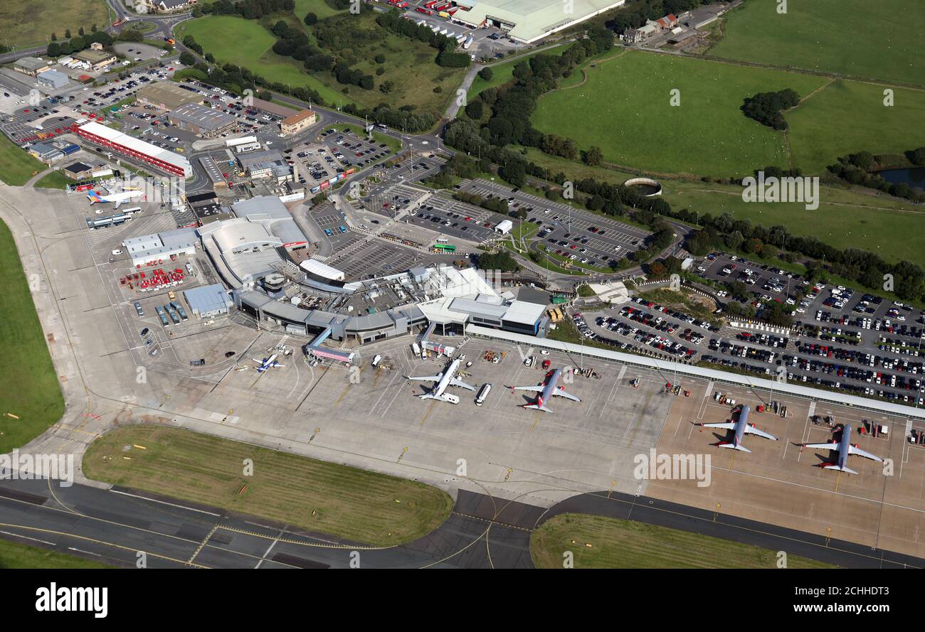 Vue aérienne de l'aéroport de Leeds Bradford, Yeadon, Leeds Banque D'Images