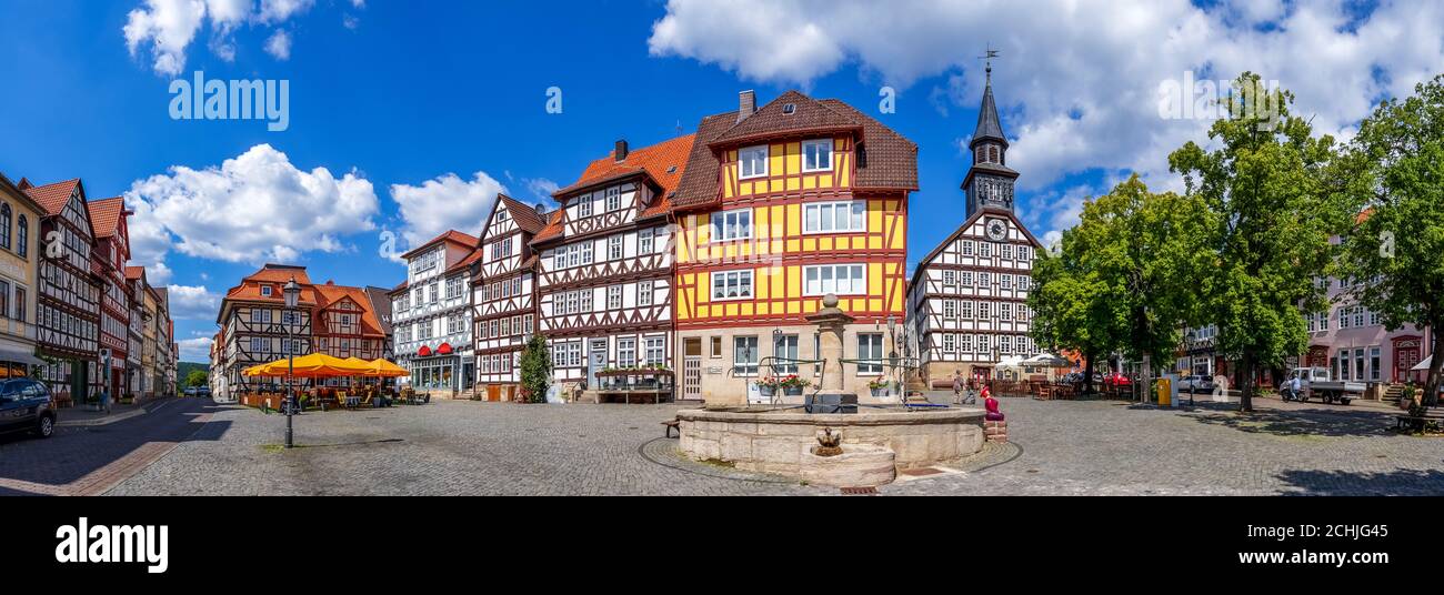 Place de marché à Bad Sooden Allendorf, Allemagne Banque D'Images