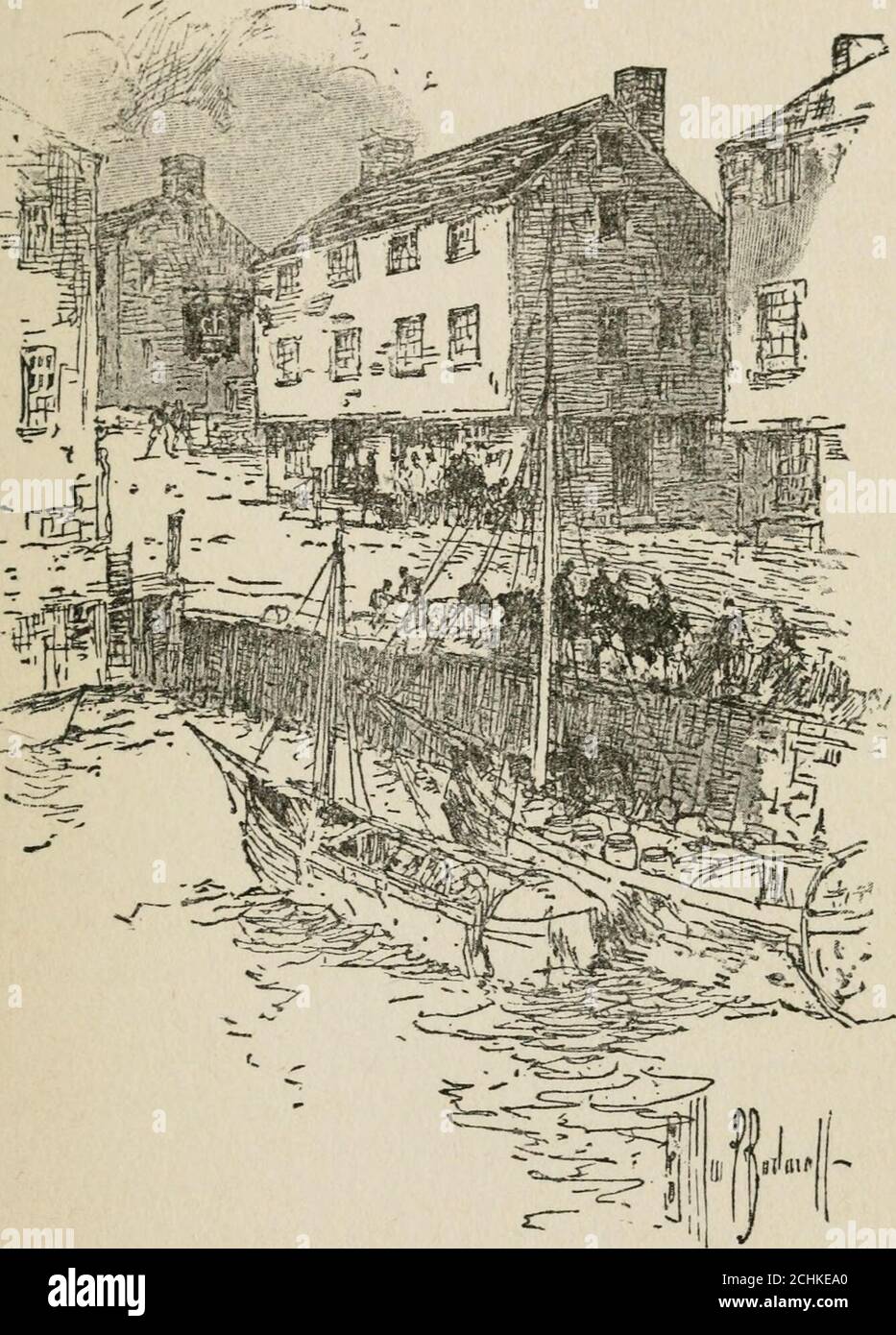 . Vieilles tavernes et clubs de tavernes de Boston . Ribed comme étant à la tête de long Wharf. Castle Tavern, après la George Tavern. Nord-est par Wings Lane (Elm Street), avant ou sud-est par Dock Square. Pour un compte-rendu des troubles maritaux Hudsons, voir Winthrops Nouvelle-Angleterre, II 249. Une autre maison du même nom est mentionnée en 1675 et 1693. Un nom plus ancien était le blaw Bell, 1673. C'était inMackerel Lane (Kilby Street), à l'angle de Liberty Square. Coles Inn. Voir l'acte mentionné dans Proc. AM. ANT.SOC.y VII. P. 51. Pour l'épisode de Lord Leigh consultOld LandTnarks de Boston, p. 109. Cromvrell Banque D'Images