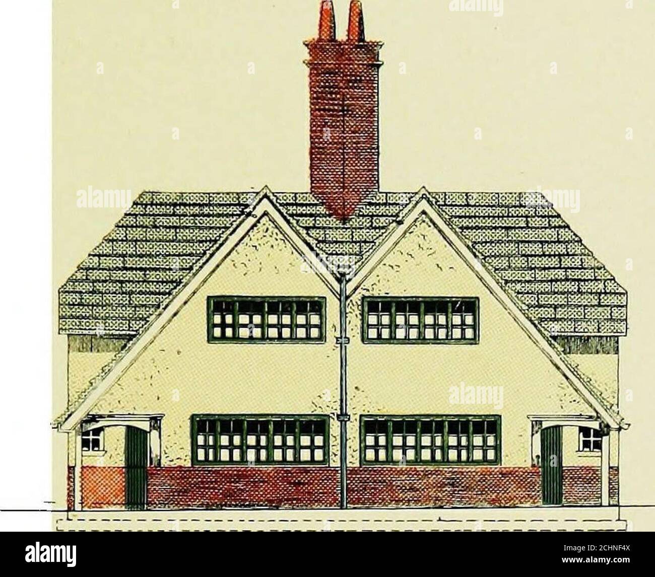 . La maison moderne ; un livre d'architecture domestique britannique pour des revenus modérés ; un compagnon de vol pour « la maison britannique de l'époque » ; . ensuite, retournez à notre manoir, et parmi les nombreuses leçons qu'il est prêt à enseigner, nous apprenons au moins à prendre le bon traitement du matériau de construction. Nous serons dans une meilleure position pour former un jugement critique de la construction domestique de à-jour, et de détecter en elle les signes qui permettront de percevoir la direction dans laquelle il promet de se développer. Beaucoup sont les inconvénients qui assaillent l'architecture de nos jours, et parmi eux est le fait qu'il Banque D'Images