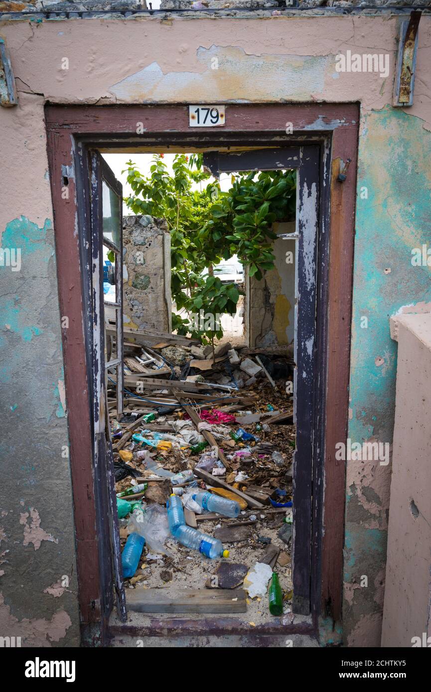Tant de dégâts causés par l'ouragan Irma en 2017 Le côté néerlandais de l'île de Sint Maarten Banque D'Images