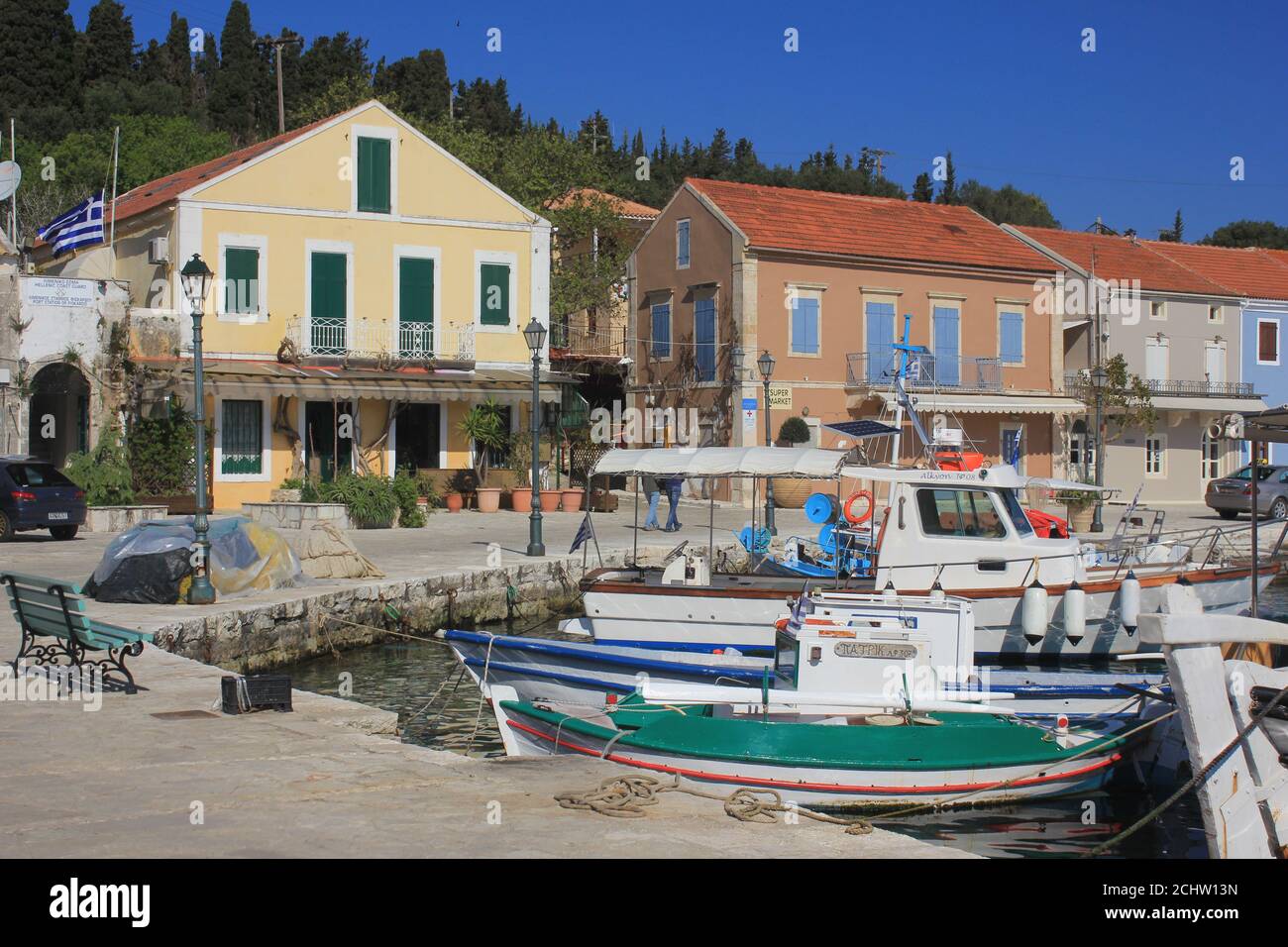 Un des villages les plus charmants d'Europe, Fiscardo village dans l'île de Kefalonia, Grèce Banque D'Images