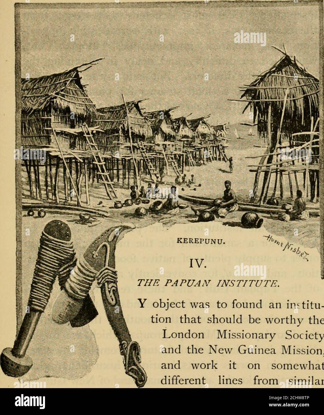 . Parmi les cannibales de la Nouvelle-Guinée : Étant l'histoire de la mission de la Nouvelle Guinée de la Société Missionnaire de Londres . aile au caractère dangereux de la navigation, de sorte que nous avons dû aller en bateaux, alors que personne ne nous présente, et nous ignorons complètement la langue du peuple, et eux de la nôtre. Comme d'habitude, Theteachers a bien fonctionné. Ils ont rapidement gagné la confiance du peuple, qui les a aidés à inerter les bonnes maisons et les chapelles ; après quoi les theifemmes les ont jointes, et a commencé le travail amongstles femmes. Ils ont cependant souffert, comme dans les districts de PortMoresby et de l'ouest, de la fev mortelle Banque D'Images