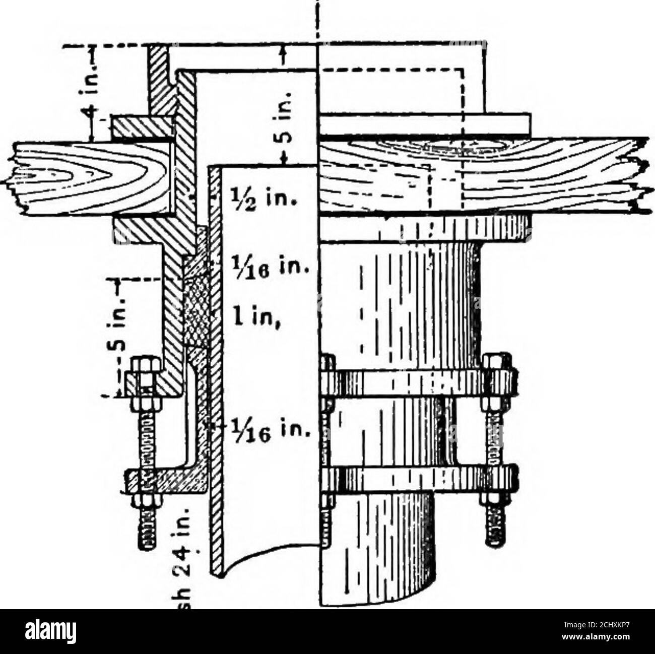 . Les principes et la pratique de la plomberie . St s'étendent à travers le bas ou côté du réservoir. Dans ce dernier cas, il doit dépasser le balcon. Frost-Pkooping forPipes. — le déchargeet l'eau chaude ou les tuyaux à vapeur, et le tuyau de remplissage séparé lorsqu'on en a besoin, pour un réservoir sur une tour au sol ou sur le toit de l'abattant, doivent être protectés du gel par un revêtement résistant au gel en plus d'avoir de l'eau dans le déchargepipe chauffé. Le cov-ering résistant au gel ne doit pas être désancré pour éviter le gel des pipettes sans ajouter de chaleur. La plupart des réservoirs à des fins de pro-tective d'incendie n'ont pas de projet fr Banque D'Images