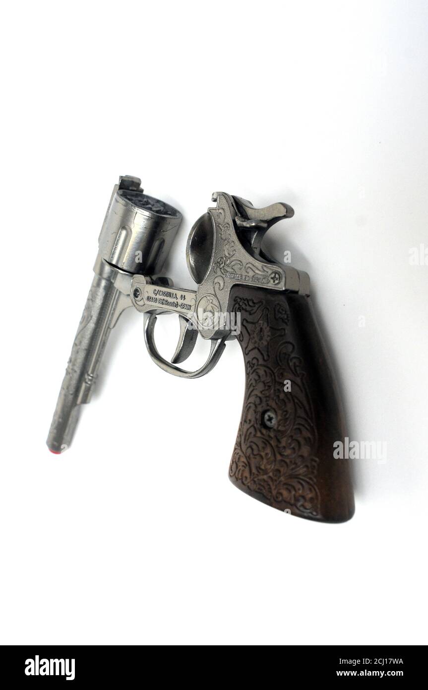 Ancien Pistolet à Bouchon CV Number 2 - Jouet Fonte Vintage