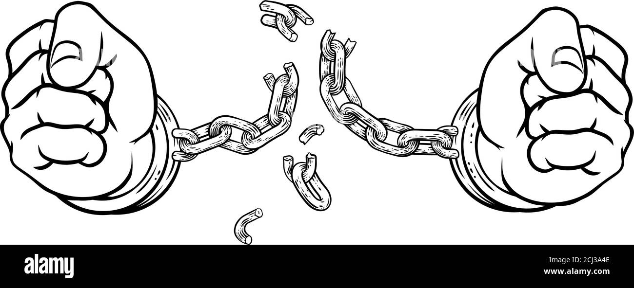 Rupture des mains chaîne de maillons manchettes Freedom Design Illustration de Vecteur