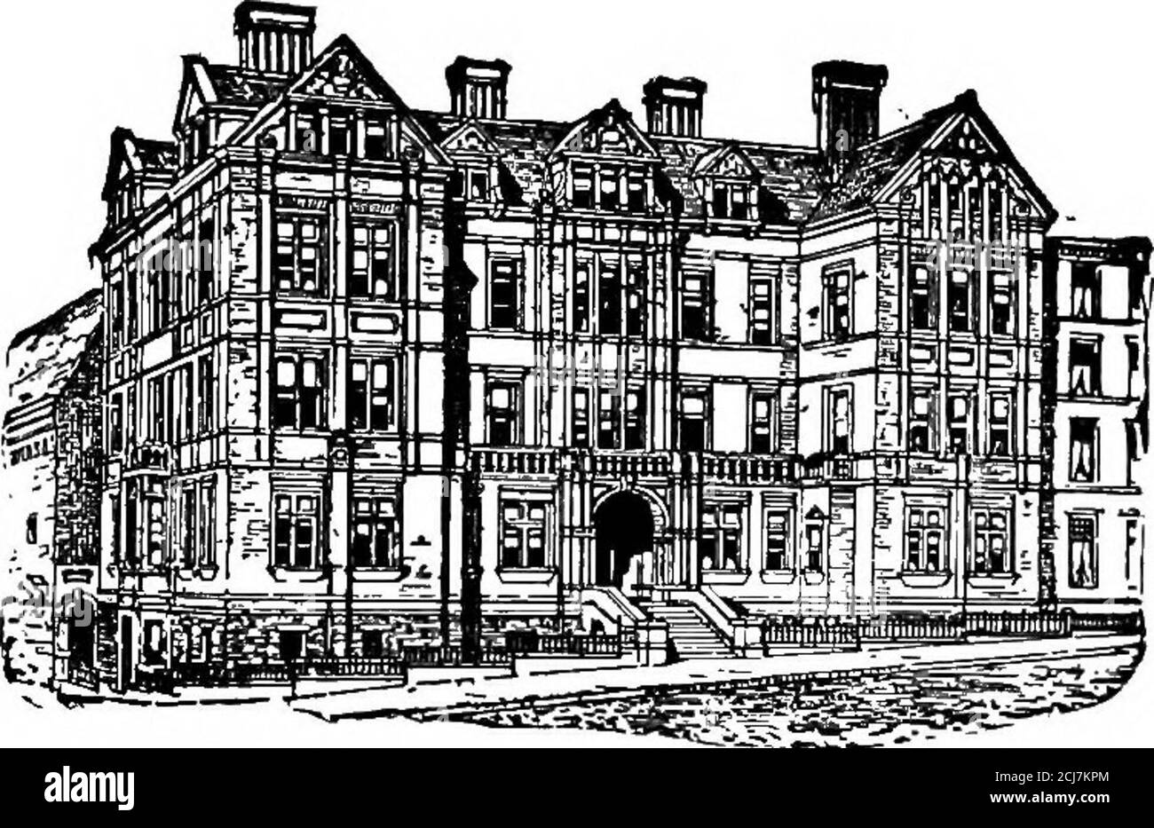 . Le développement de l'ophtalmologie en Amérique, 1800 à 1870; une contribution à l'histoire et à la biographie ophtalmologiques; une adresse livrée en résumé avant la section de l'ophtalmologie de l'association médicale américaine, 4 juin 1907 . LE PREMIER HÔPITAL OEIL ET OREILLE DE MANHATTAN, 34TH STREET. Fondé par Herman Knapp en 1868; le Brooklyn Eyeand Ear Hospital par Arthur Matthewson, feu de l'armée des États-Unis, et Homer C. Newton, feu de la marine des États-Unis, assisté par Cornelius E. AG-New, en 1868; The Manhattan Eye and Ear Hospitalby Cornelius E. Agnew en 1869. QUELQUES CONTRIBUTIONS REMARQUABLES Banque D'Images