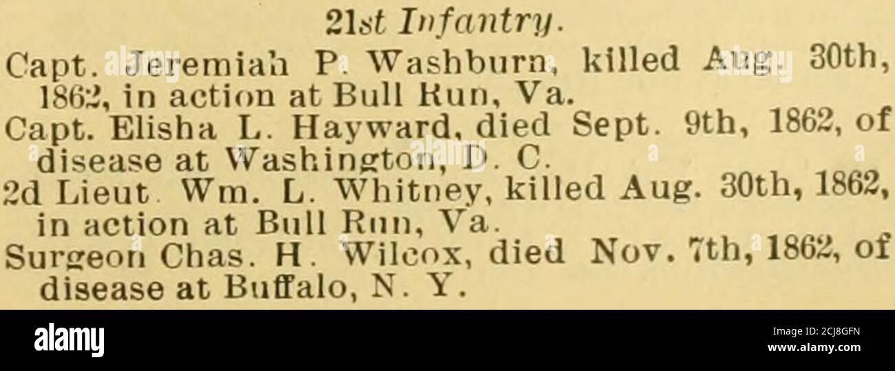 . New York dans la guerre de la rébellion, 1861 à 1865 . e C. Rogers, tué le 27 juin 1862, en action à gaines Mills, Virginie Capt. Wm. Horsfall, tué le 14 septembre 1863, en ac-tion à Crampton Gai), Md 1er Lieut, et Adj. John H. Russell, décédé le 1862 juillet, de blessures reçues en action à GainesMills, Virginie 20f;( Infantry.Capt Joseph Otto, mort en juin 3d, 1861, de tuber- colose.Capt Robert Merkle, décédé le 26 septembre 1862, de blessures reçues en action à Antietam, M.1st Lieut. G. Adolph Lorenz, tué le 17 septembre 1862, en action à Antietam, M.1st Lieut. Jacob Pabst, tué le 17 septembre 1862, en c.a. Banque D'Images