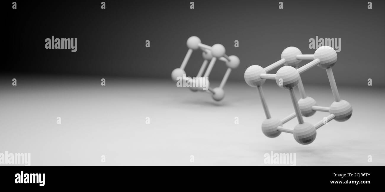 Structure du modèle des molécules, illustration du rendu, base conceptuelle pour la recherche, la science, la chimie, la médecine, la biologie moléculaire, la technologie 4K UHD Banque D'Images