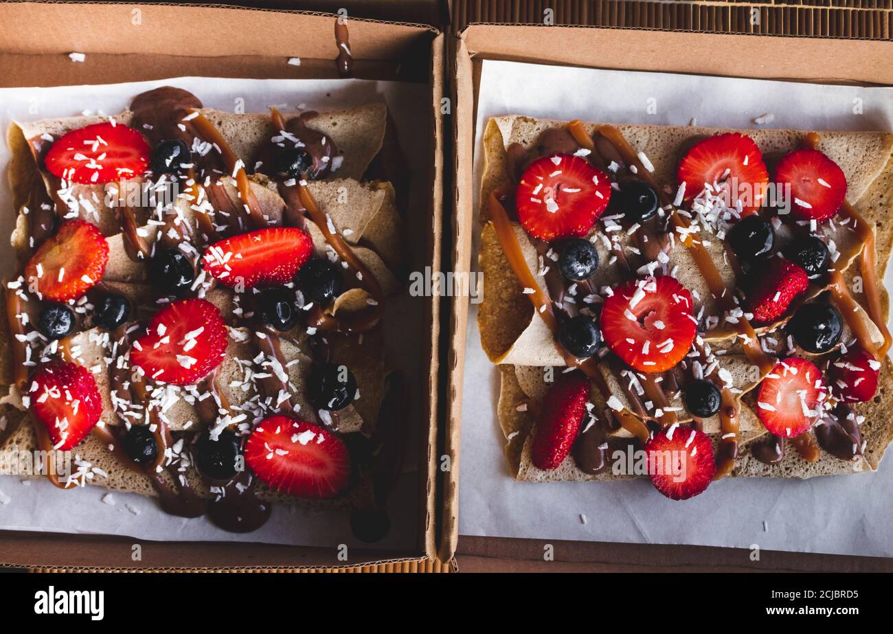 Vue de dessus des crêpes Banque D'Images