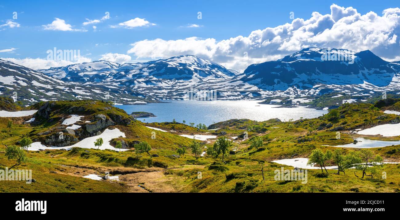 Une scène typique de carte postale en Norvège Banque D'Images
