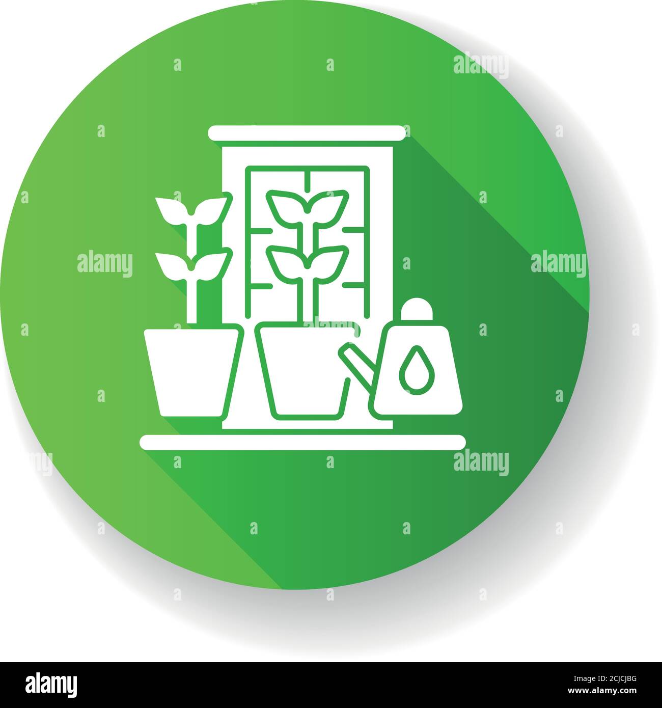 Balcon jardin vert plat conception longue ombre glyphe icône Illustration de Vecteur