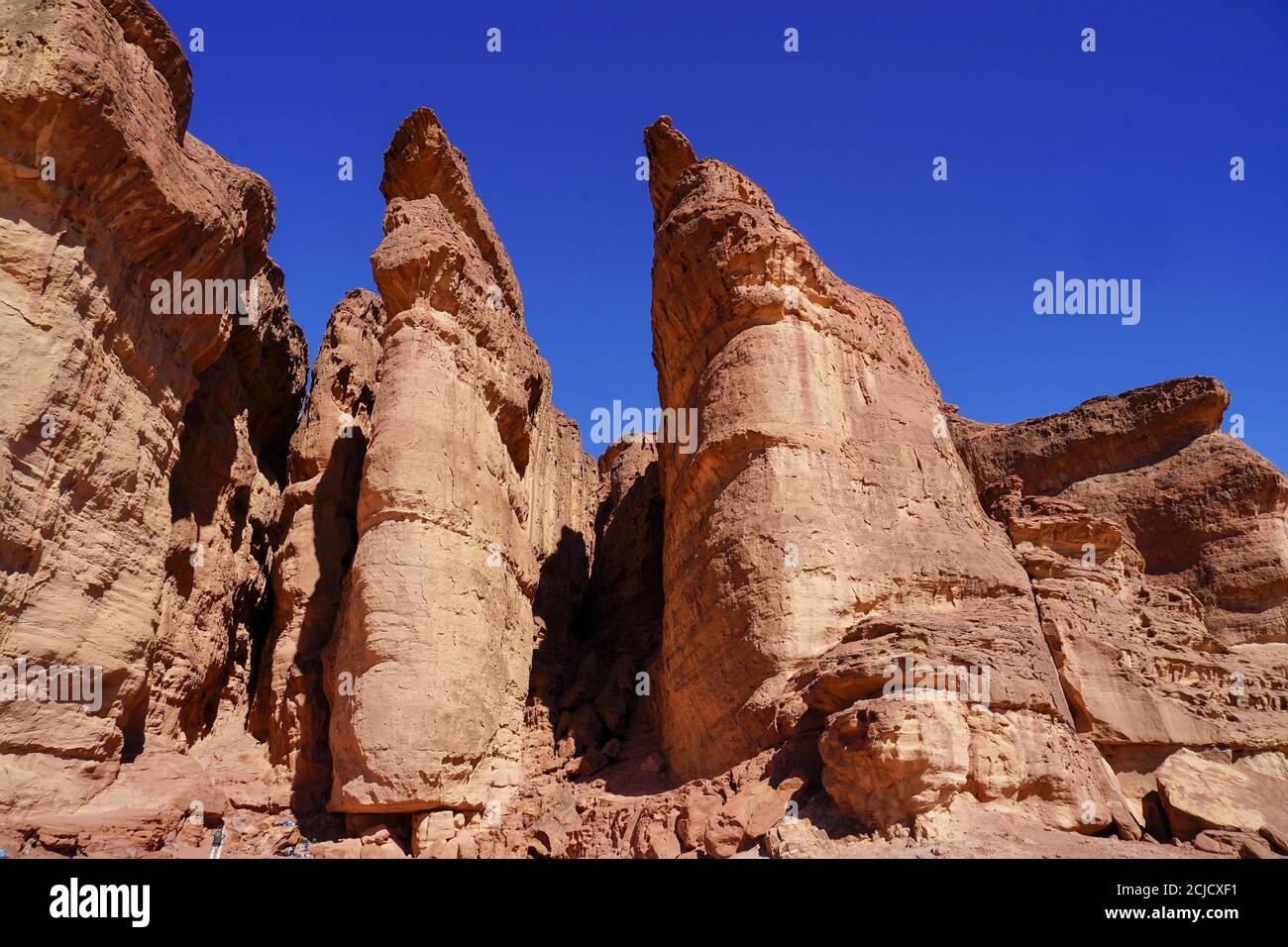 Les piliers de Salomon, vallée de Timna, Arava, Israël. Le parc naturel et  historique de Timna est situé dans le sud-ouest d'Arava, à environ 30 km au  nord de la Gul Photo