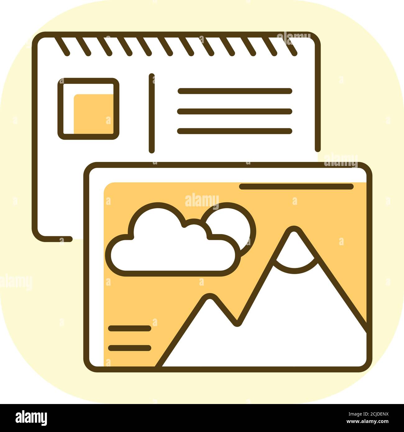 Icône de couleur RVB jaune des cartes postales Illustration de Vecteur