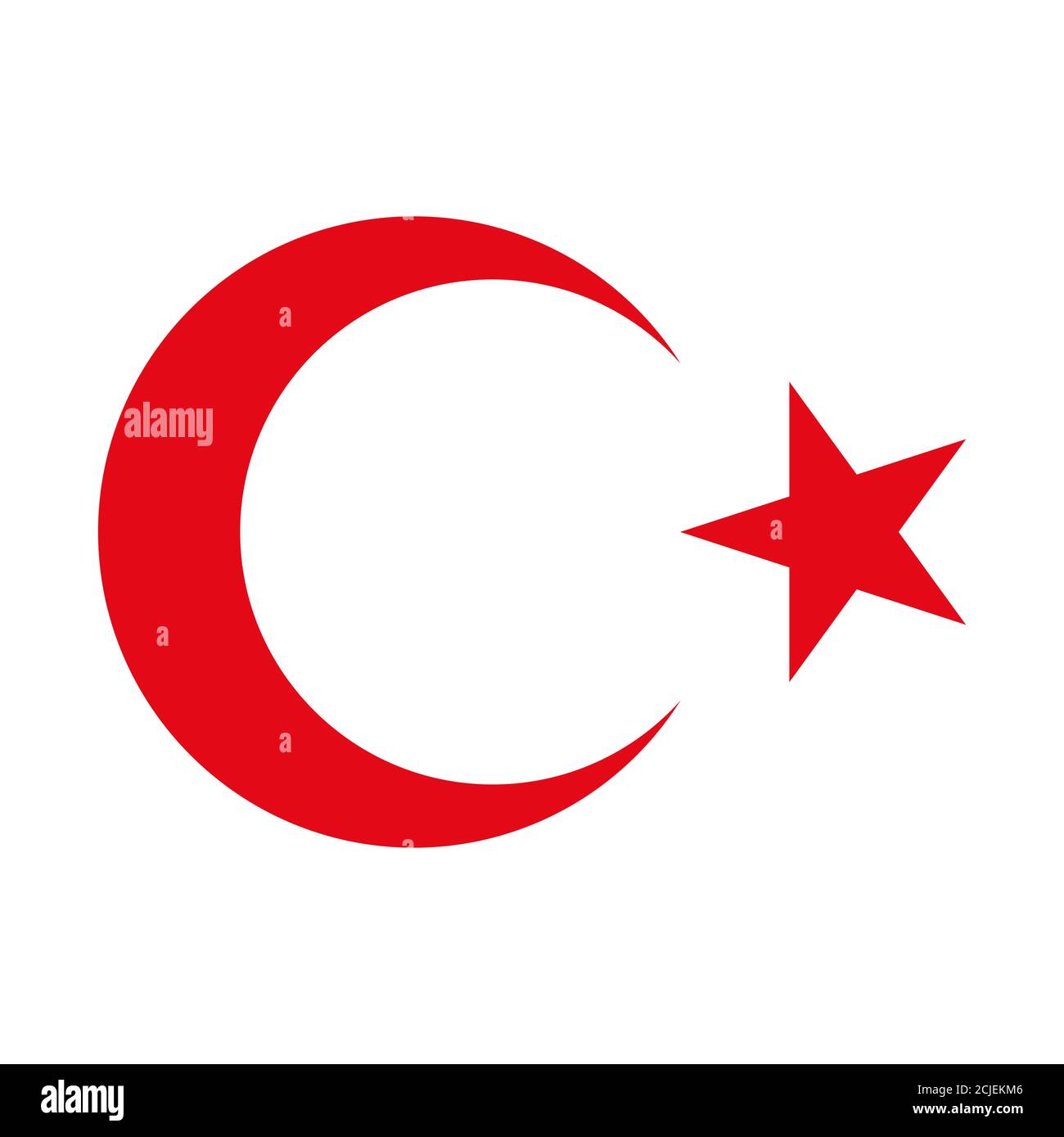 Icône en forme de croissant, symbole de drapeau plat isolé sur fond blanc. Lune et vecteur