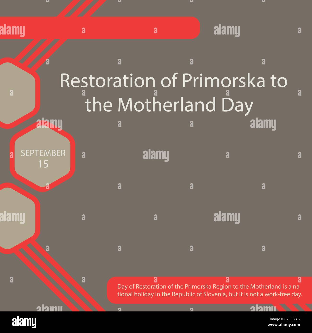 Le jour de la restauration de la région de Primorska dans la mère-patrie est un jour férié en République de Slovénie, mais ce n'est pas un jour sans travail. Illustration de Vecteur
