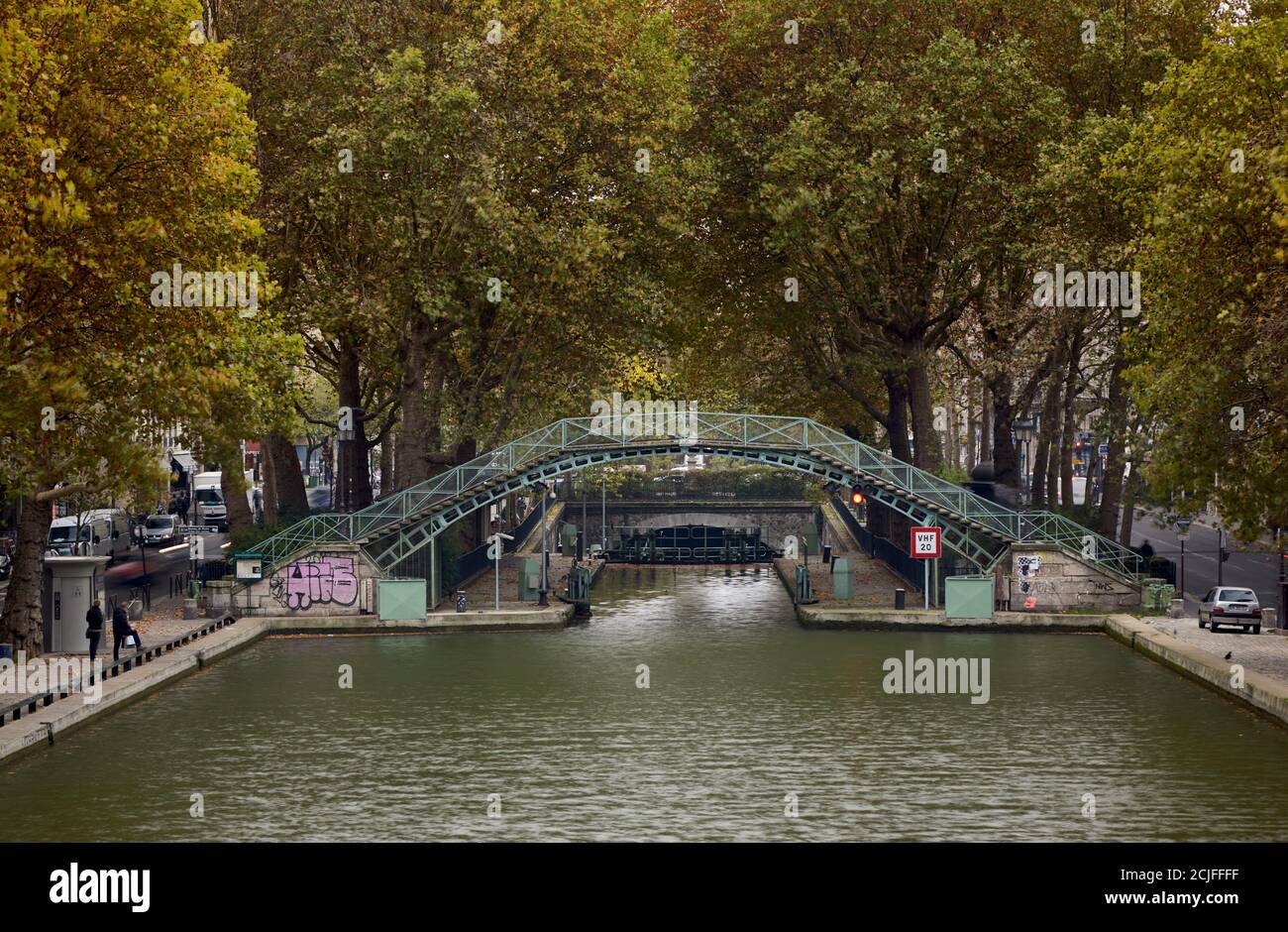 Pont sur le Canal Saint-Martin, Paris Banque D'Images