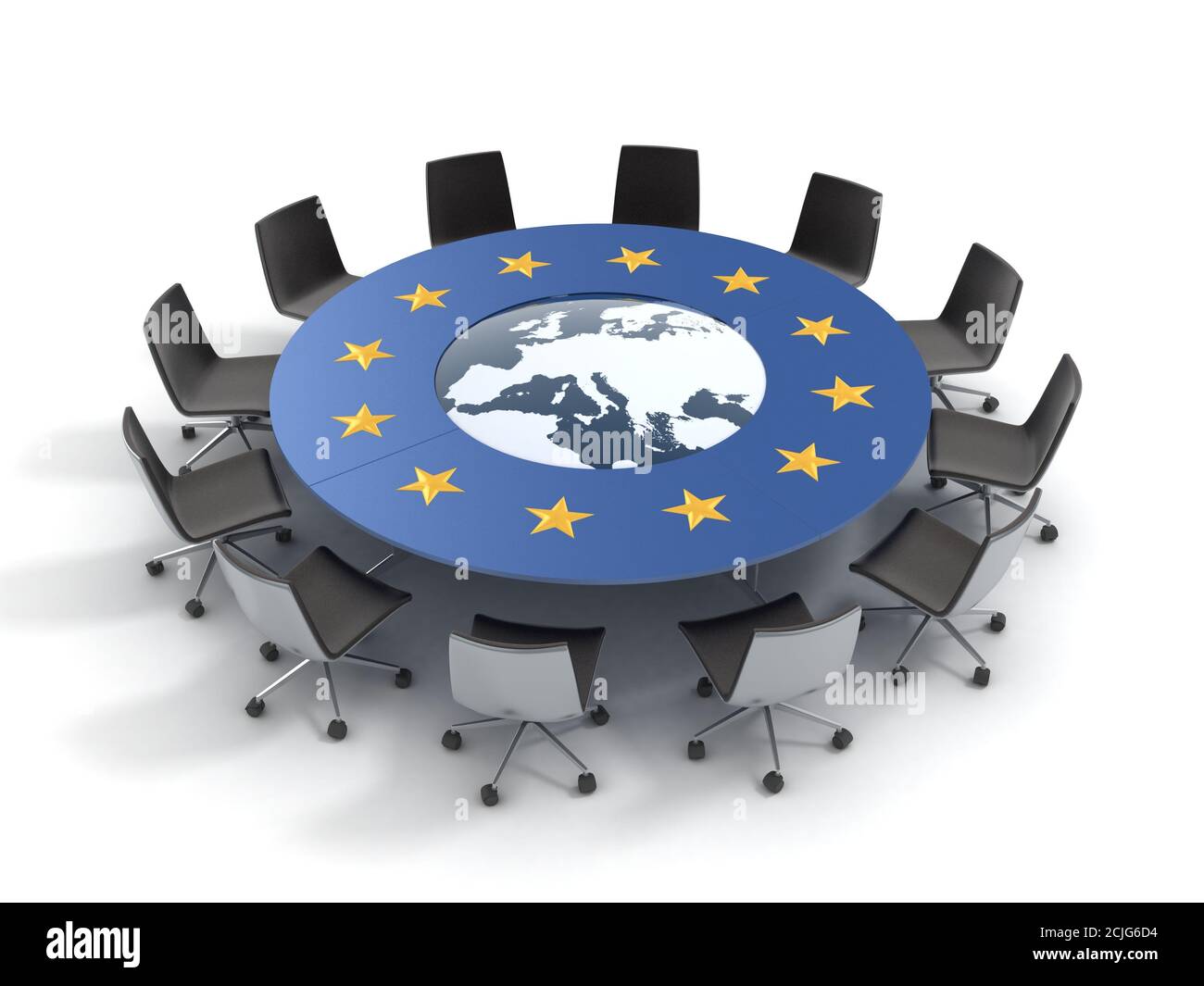 Table ronde de l'Union européenne - Réunion de l'UE, conférence concept 3d Banque D'Images