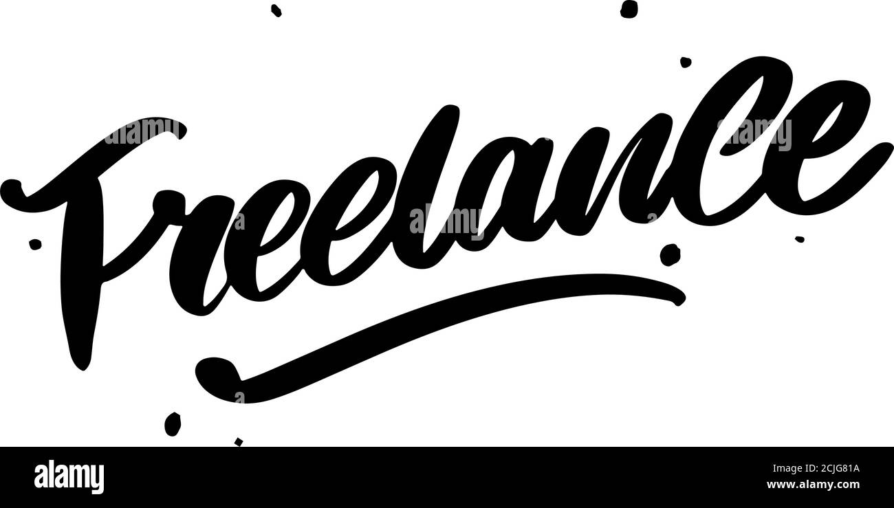 Modèle professionnel moderne freelance pour un style de vie. Texte en forme de pinceau à lettres et calligraphie Illustration de Vecteur