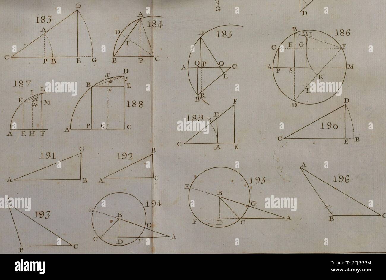 'Elementos de Matematica' (éléments de mathématiques), par Benito Bails (1730-1797), architecte et mathématicien espagnol des Lumières. Calculs trigonométriques. Le volume I, qui concerne les éléments d'arithmétique, de trigonométrie et de géométrie. Madrid, 1779. Banque D'Images
